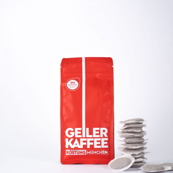 GEILER KAFFEE Röstung MÜNCHEN - 20 E.S.E. Kaffeepads - offen verpackt ohne Alufolie