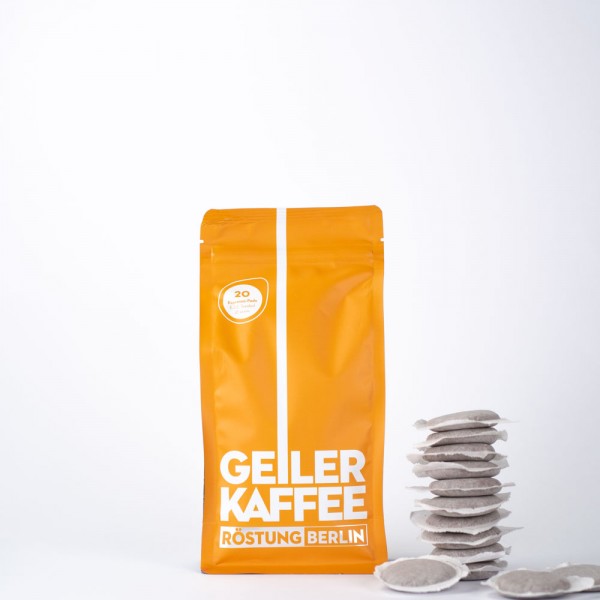 GEILER KAFFEE Röstung BERLIN - 20 E.S.E. Kaffeepads - offen verpackt ohne Alufolie