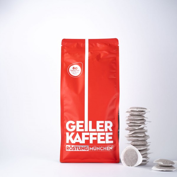 GEILER KAFFEE Röstung MÜNCHEN - 80 E.S.E. Kaffeepads - offen verpackt ohne Alufolie